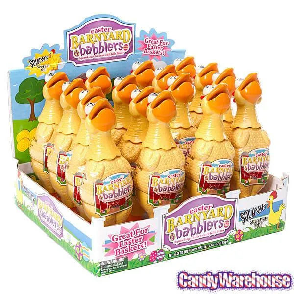 Barnyard Babblers - Squawking Chickens with Jelly Beans: 16-Piece Display