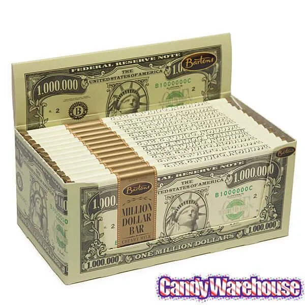 Bartons Million Dollar Milk Chocolate Candy Bars: 12-Piece Box