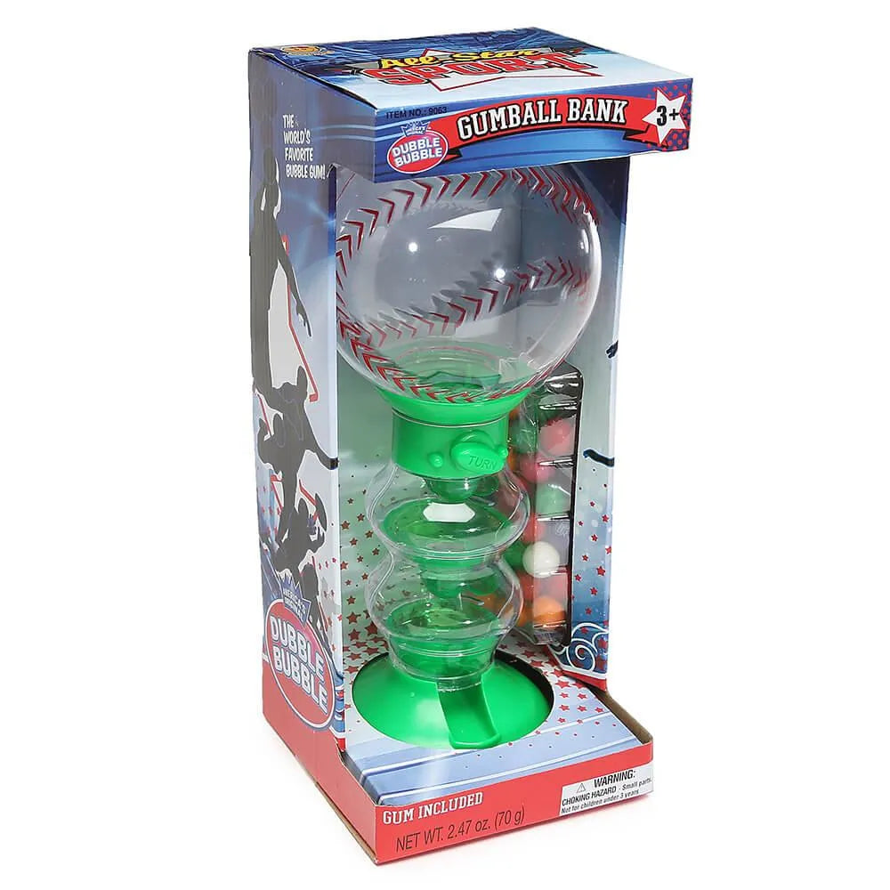 Baseball Gumball Machine Bank with Gumballs