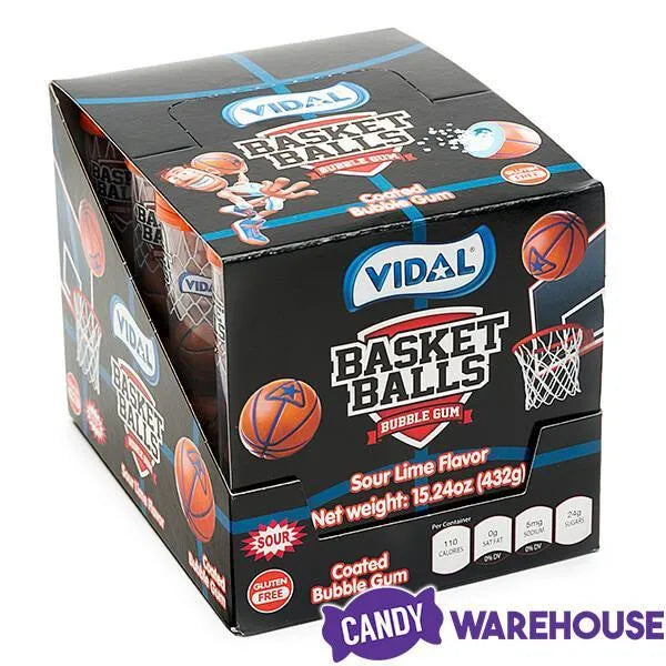 Basketballs Sour Bubblegum Tubes: 12-Piece Display