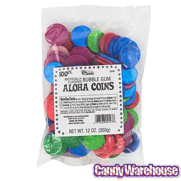 Bee International Aloha Bubble Gum Coins: 100-Piece Bag