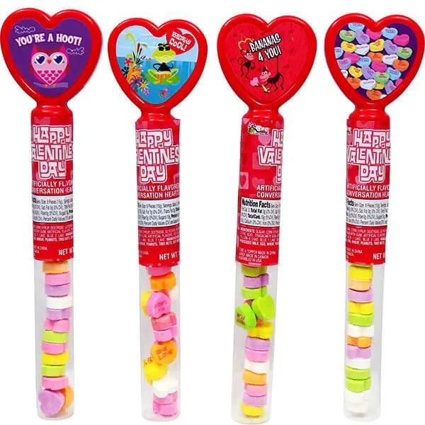 Bee International Conversation Candy Hearts Tubes: 24-Piece Display