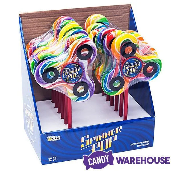 Bee International Fidget Spinner 3-Ounce Rainbow Swirl Pops: 12-Piece Display