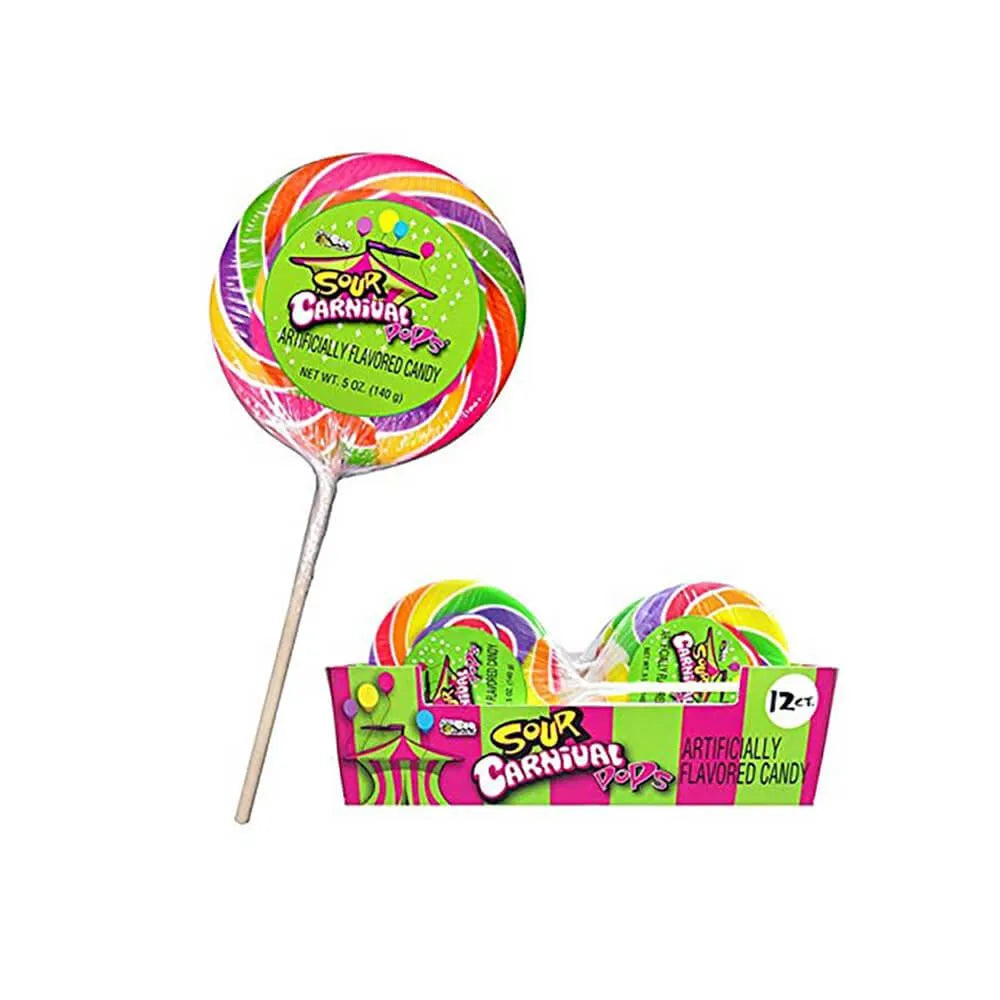 Bee International Giant 4.25-Ounce Sour Carnival Pops: 12-Piece Box