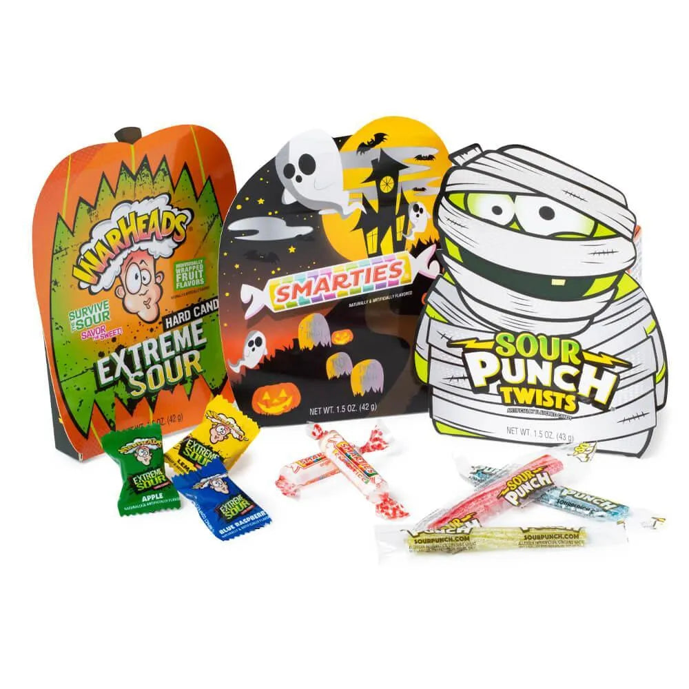 Bee International Halloween Boxes with Smarties, Sour Punch Twists, and Warheads: 12-Piece Box