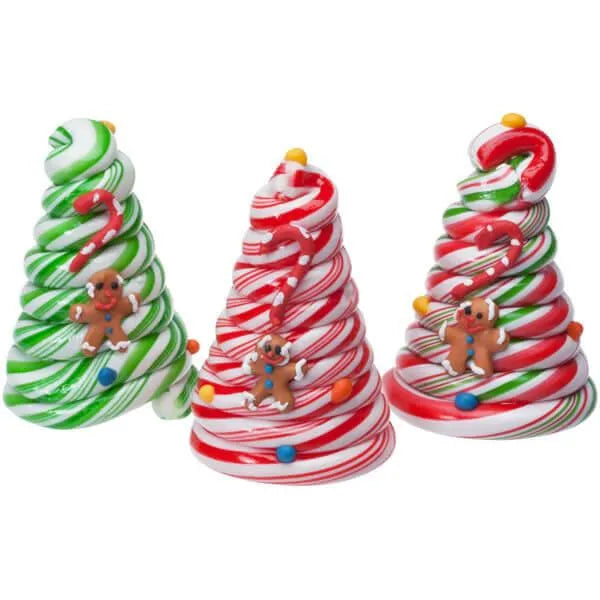 Bee International Hand Decorated Candy Cane Christmas Trees: 12-Piece Box