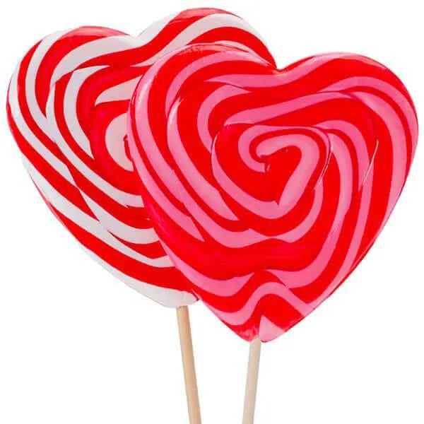 Bee International Jumbo Heart Swirl Lollipops: 12-Piece Box