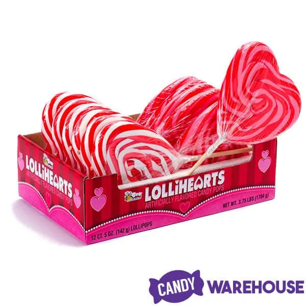 Bee International Jumbo Heart Swirl Lollipops: 12-Piece Box