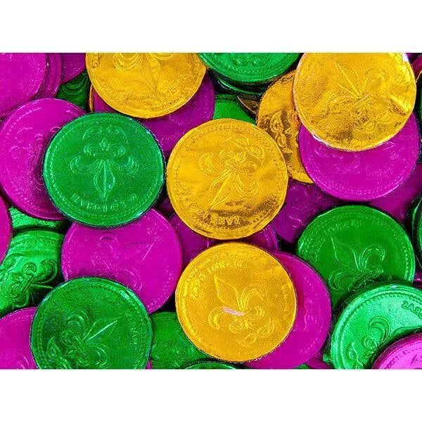 Bee International Mardi Gras Bubble Gum Coins: 100-Piece Bag