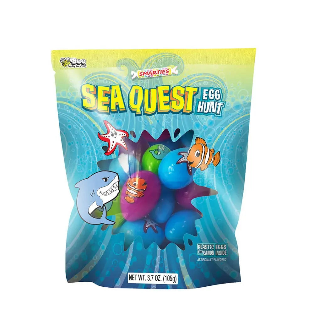 Bee International Sea Quest Aquatic Plastic Easter Eggs with Candy: 12-Piece Pack