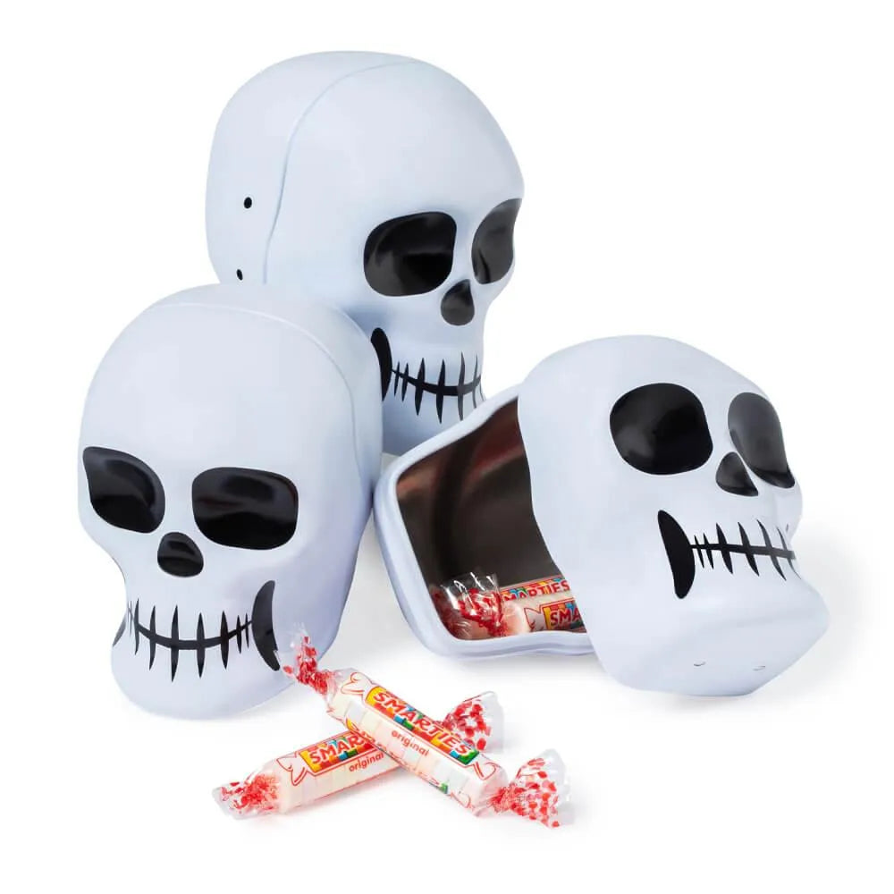 Bee International Skull Tins with Smarties: 12-Piece Box