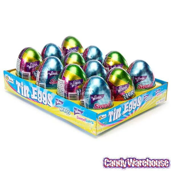 Bee International Tin Easter Eggs with SweeTarts and Nerds Candy: 12-Piece Display