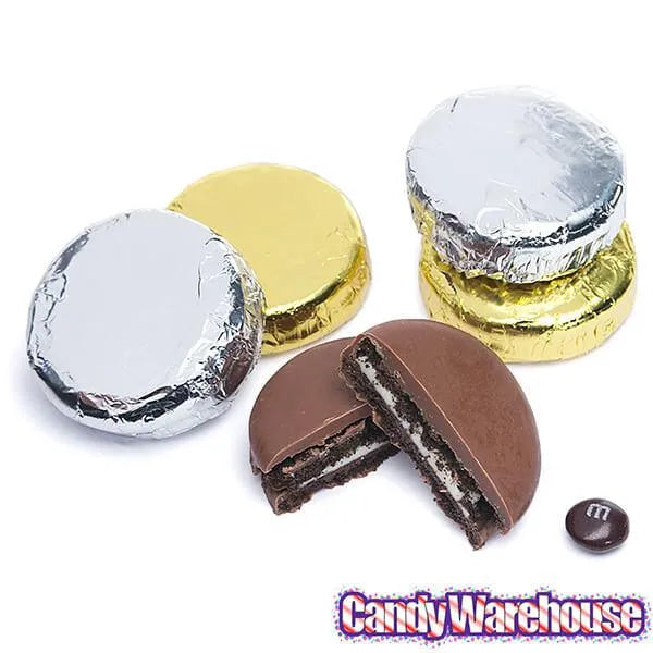 Belgian Milk Chocolate Covered Oreo Cookies - Gold and Silver Foiled: 9-Piece Gift Tube