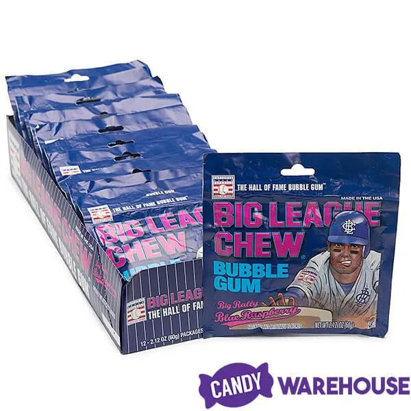 Big League Chew Bubble Gum Packs - Blue Raspberry: 12-Piece Box