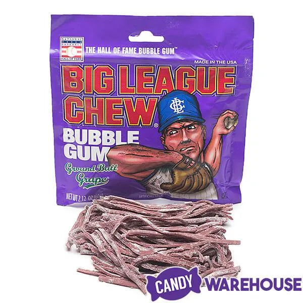 Big League Chew Bubble Gum Packs - Grape: 12-Piece Box