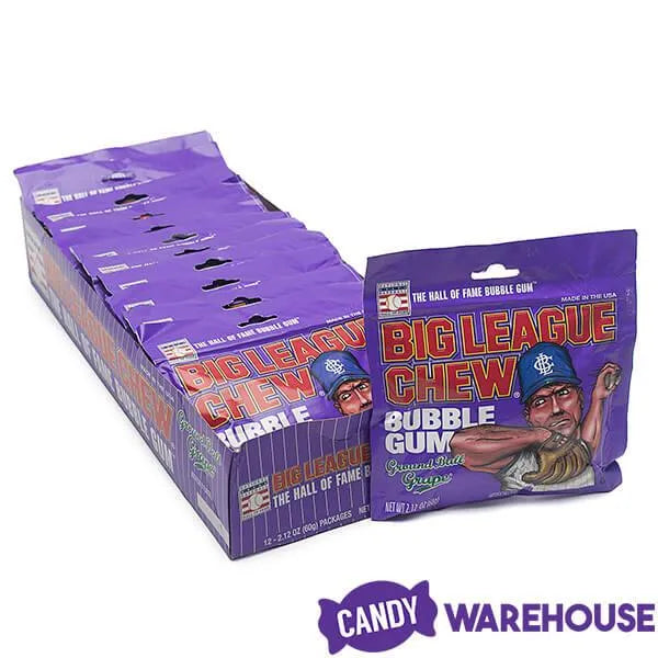 Big League Chew Bubble Gum Packs - Grape: 12-Piece Box