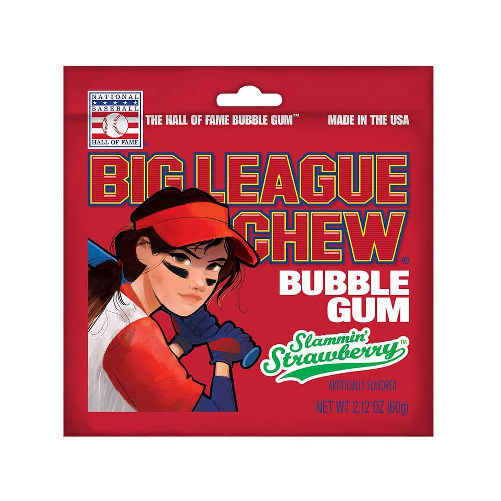 Big League Chew Bubble Gum Packs - Slammin' Strawberry: 12-Piece Box