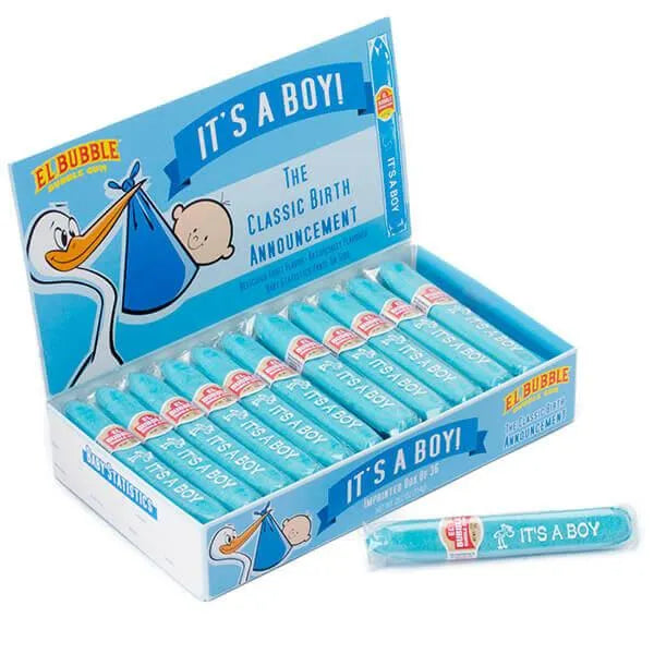 Birth Announcement Bubblegum Cigars - Boy Blue: 36-Piece Box