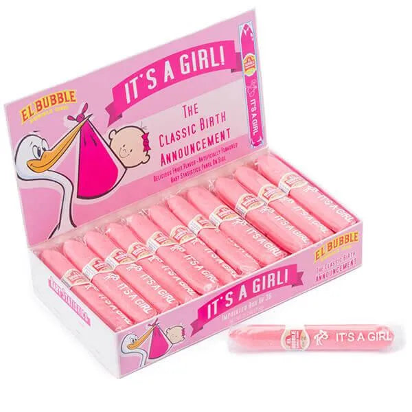 Birth Announcement Bubblegum Cigars - Girl Pink: 36-Piece Box