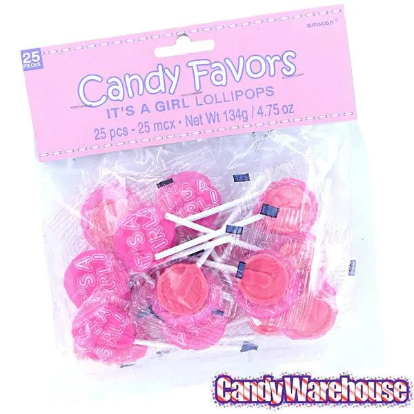 Birth Announcement Lollipops - Girl Pink: 25-Piece Bag