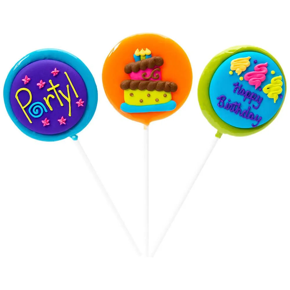 Birthday Hard Candy Lollipops: 12-Piece Pack