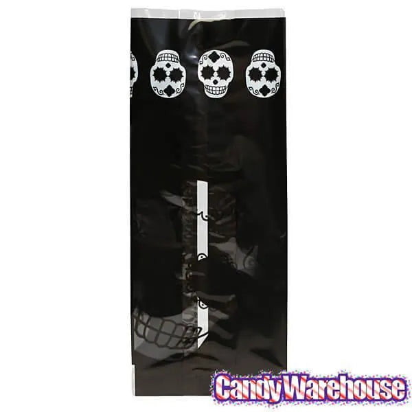 Black Cello Candy Bags with Day of the Dead Skulls: 100-Piece Box