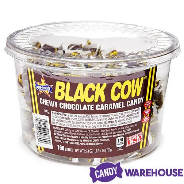 Black Cow Bite-Size Chocolate Caramel Candy: 160-Piece Tub