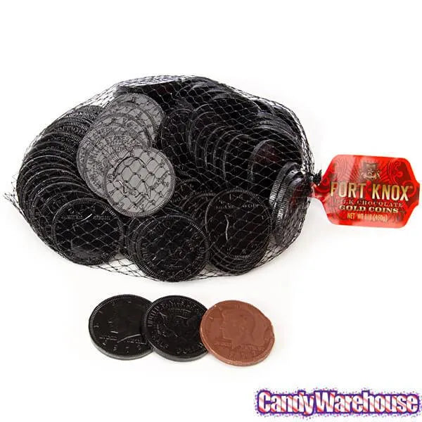 Black Foiled Milk Chocolate Coins: 1LB Bag