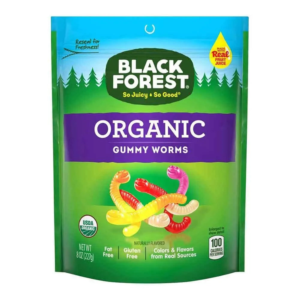 Black Forest Organic Gummy Worms Candy: 8-Ounce Bag