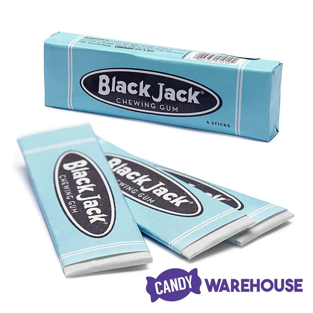 Black Jack Chewing Gum 5-Stick Packs: 10-Piece Tin Box