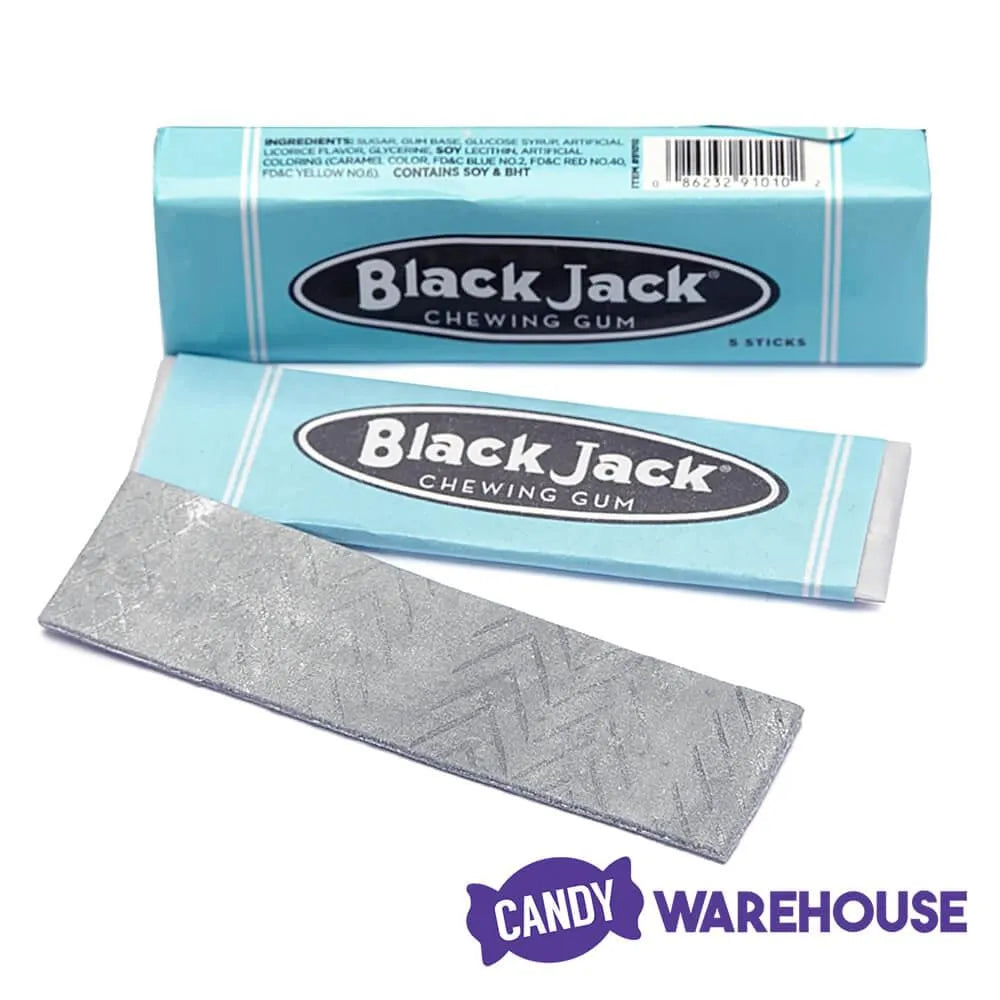 Black Jack Chewing Gum 5-Stick Packs: 10-Piece Tin Box