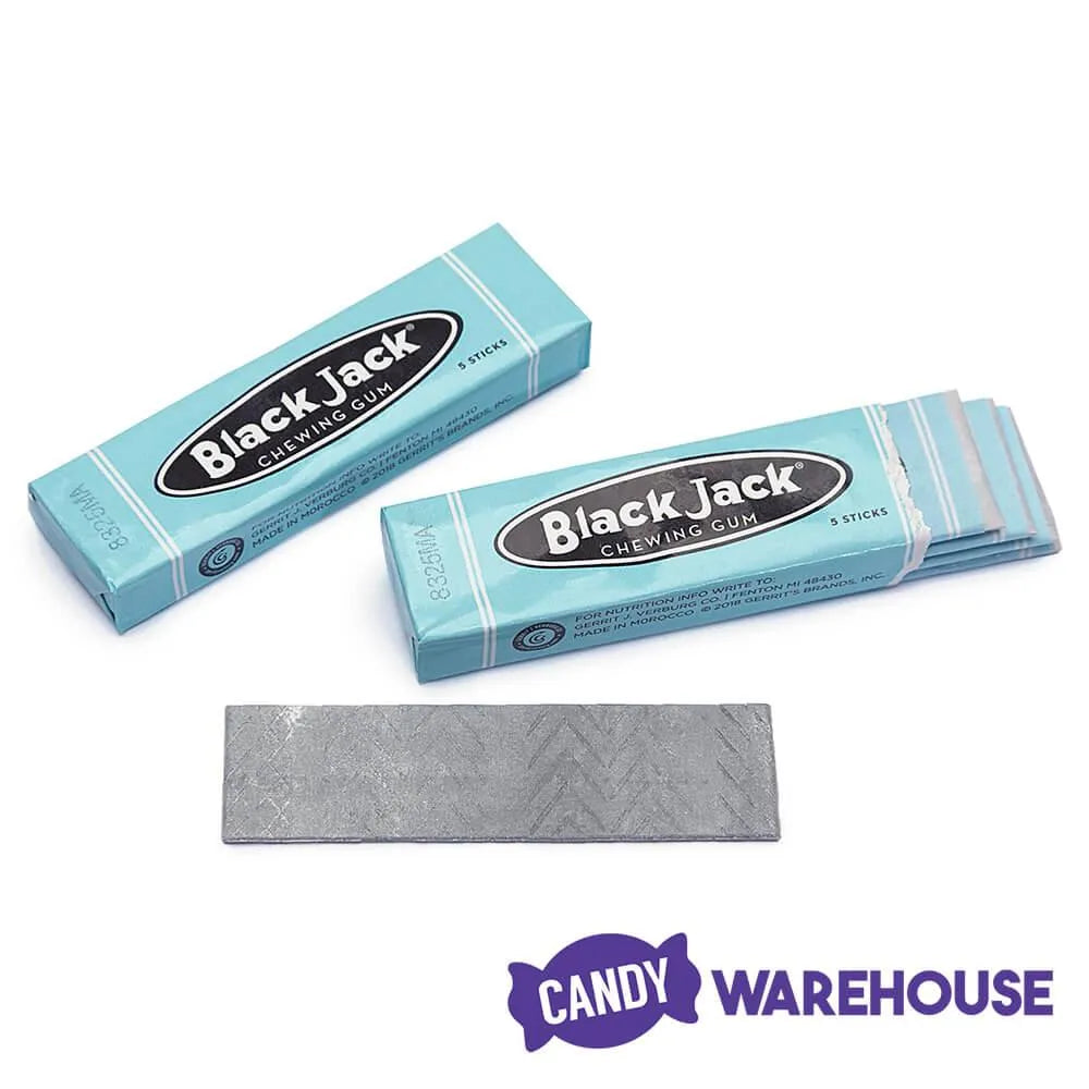 Black Jack Chewing Gum 5-Stick Packs: 10-Piece Tin Box