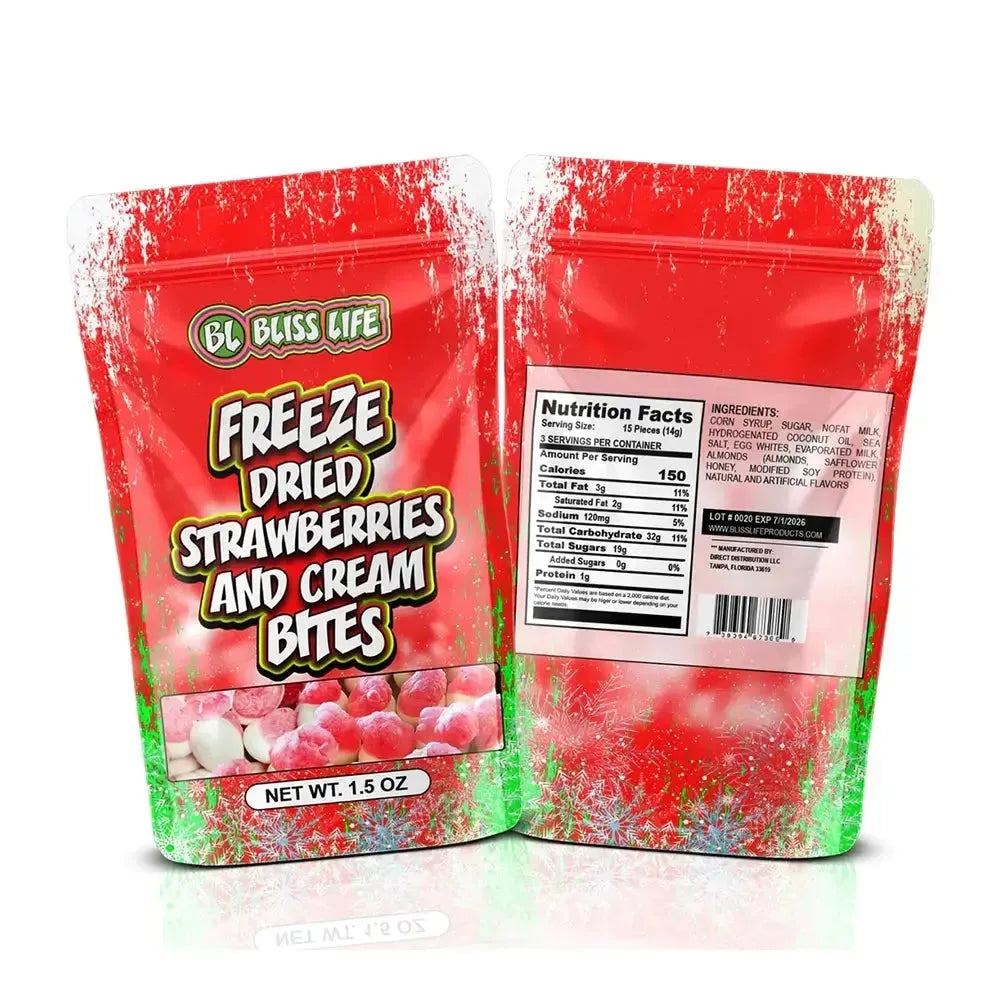 Bliss Life Freeze Dried Strawberries and Cream Candy Bags: 12-Piece Case