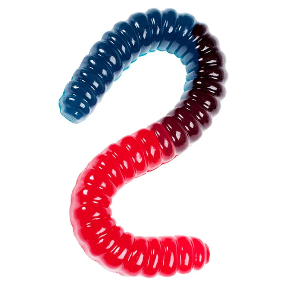 Blue & Red 2LB Giant Gummy Worm: 10-Piece Case