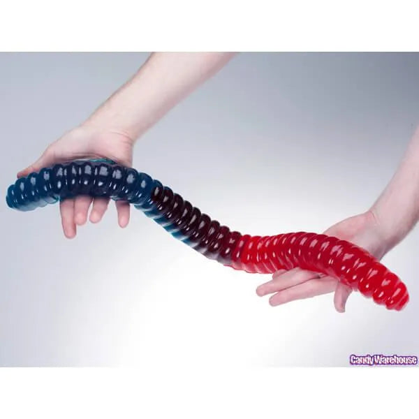 Blue &amp; Red 2LB Giant Gummy Worm: 10-Piece Case