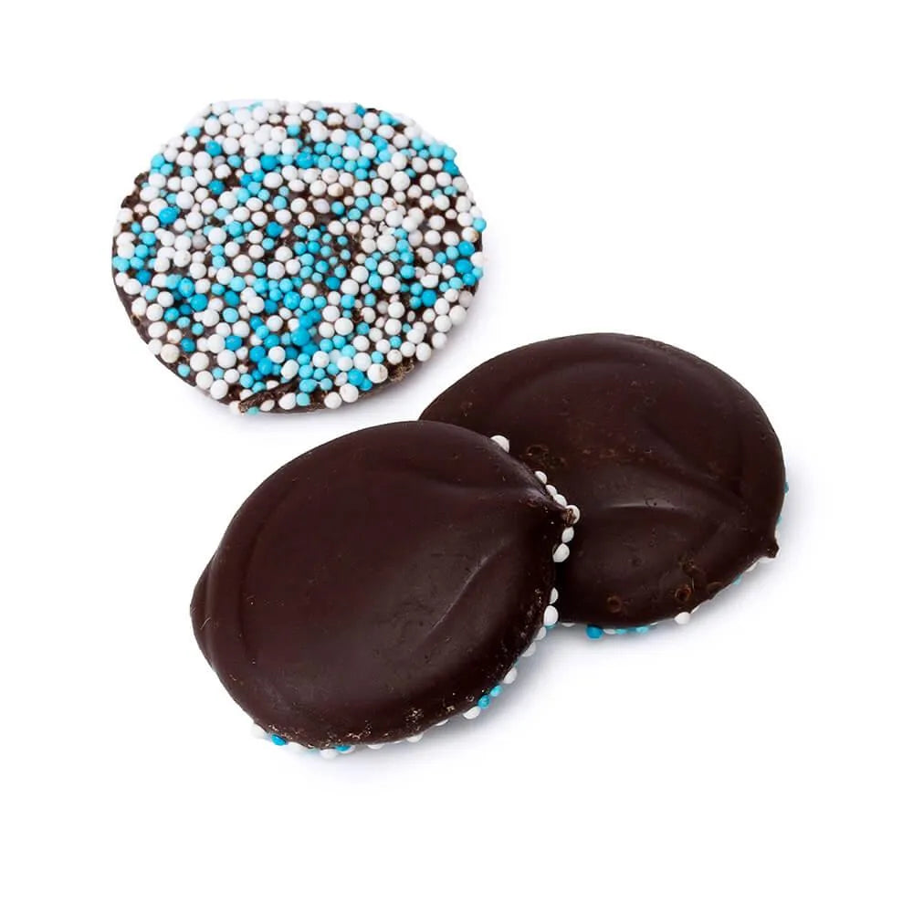 Blue Dark Chocolate Nonpareils Discs: 1LB Jar