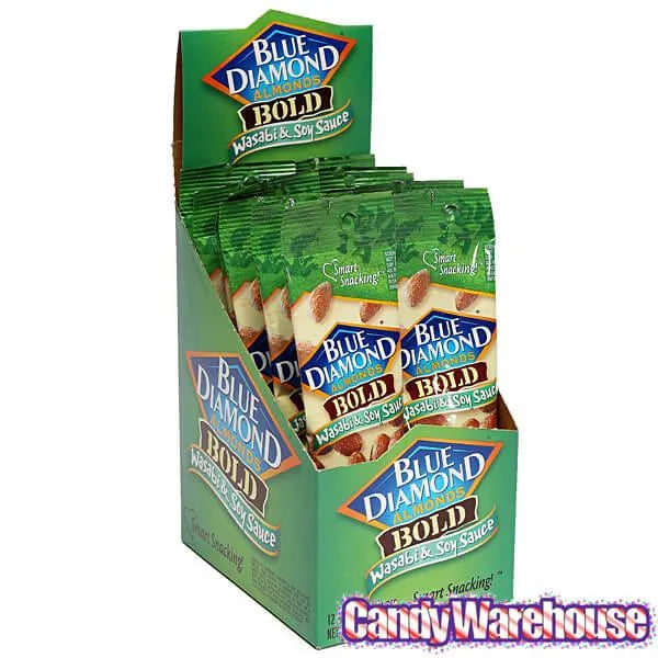 Blue Diamond Wasabi and Soy Sauce Almonds 1.5-Ounce Bags: 12-Piece Box