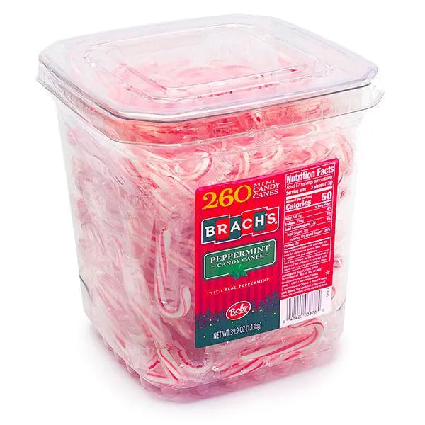 Bobs Sweet Stripes Mini Peppermint Candy Canes: 260-Piece Tub