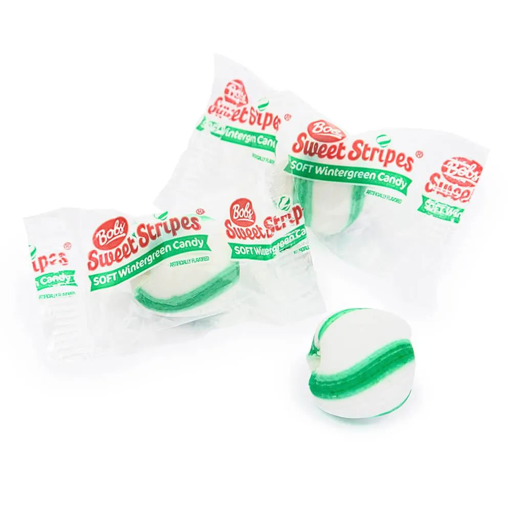 Bobs Sweet Stripes Wintergreen Soft Candy Balls: 50-Piece Bag