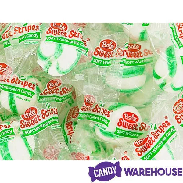 Bobs Sweet Stripes Wintergreen Soft Candy Balls: 50-Piece Bag