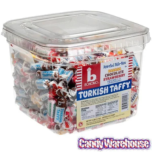 Bonomo Turkish Taffy Bite-Size Candy: 200-Piece Tub