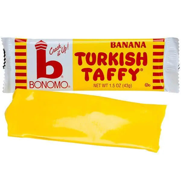 Bonomo Turkish Taffy Candy Bars - Banana: 24-Piece Box