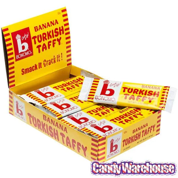 Bonomo Turkish Taffy Candy Bars - Banana: 24-Piece Box