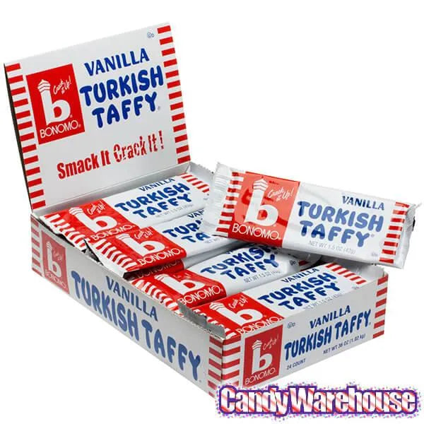 Bonomo Turkish Taffy Candy Bars - Vanilla: 24-Piece Box