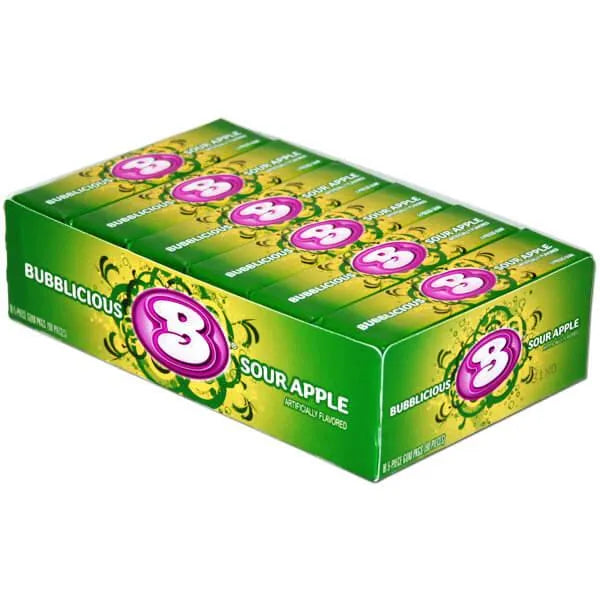 Bubblicious Bubble Gum Packs - Sour Apple: 18-Piece Box