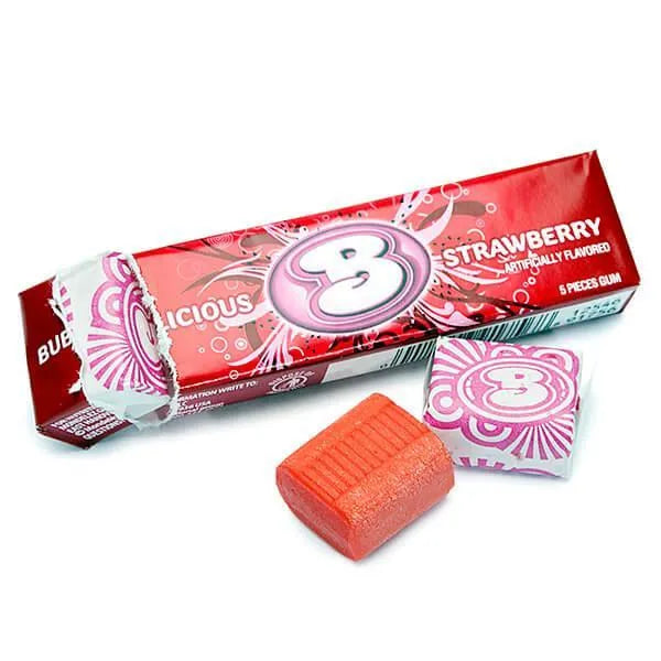 Bubblicious Bubble Gum Packs - Strawberry: 18-Piece Box