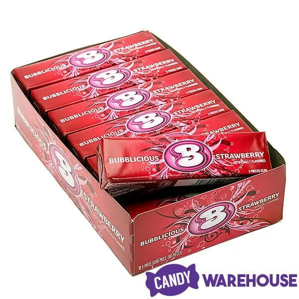 Bubblicious Bubble Gum Packs - Strawberry: 18-Piece Box