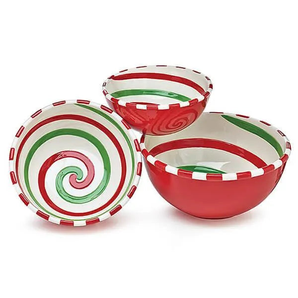 Burton and Burton Candy Peppermint Bowls: 3-Piece Set