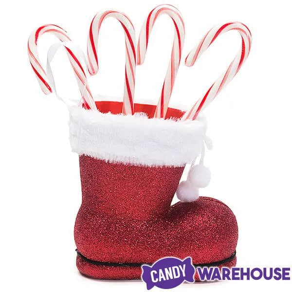 Burton and Burton Glittery Red Santa Boot Candy Cane Vase