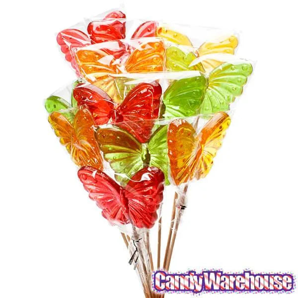 Butterfly Hard Candy Lollipops: 12-Piece Bag